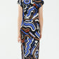 Abstract Print Accordion Pleated Midi Dress