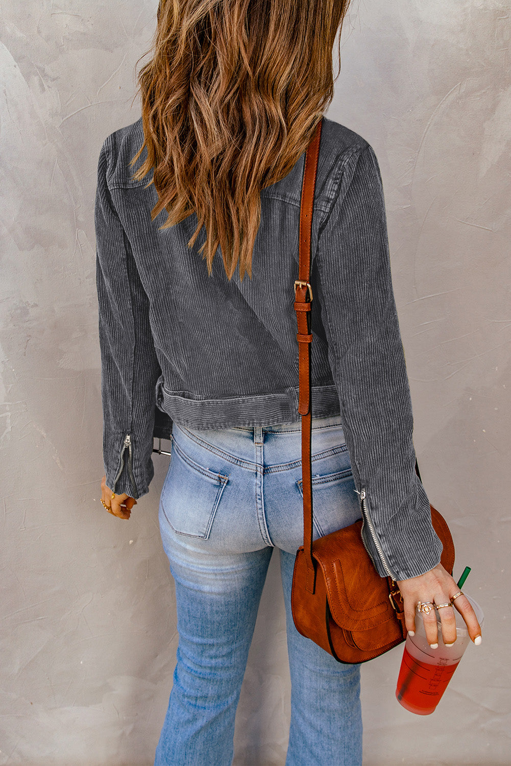 Scarlett Belted Zip-Up Corduroy Jacket