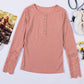 Crochet Lace Hem Sleeve Button Top